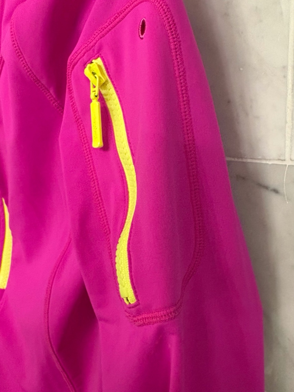 Lilly Pulitzer Hot Pink Long-Sleeve Active Zip Top with Neon Yellow Zipper - Picture 9 of 9